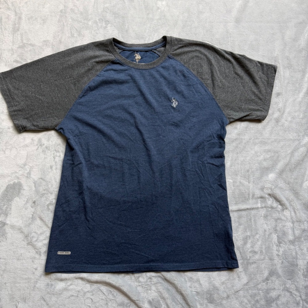 U.S. Polo Assn. T-Shirt Mens M Blue Feel Dry Raglan Sleeve Performance Athletic